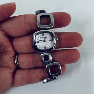 FOSSIL Core Square Link Stainless Steel Silver Dial Ladies Watch